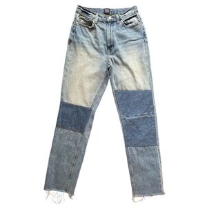 BGD Urban Outfitters Patchwork Multicoloured Denim Jeans Slim Straight Leg